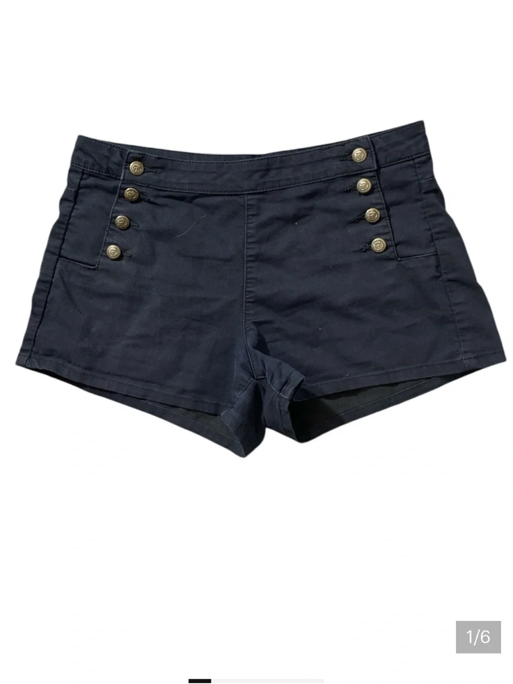G5- Black Heart - Black/Gold embellishment button casual summer shorts Women’s